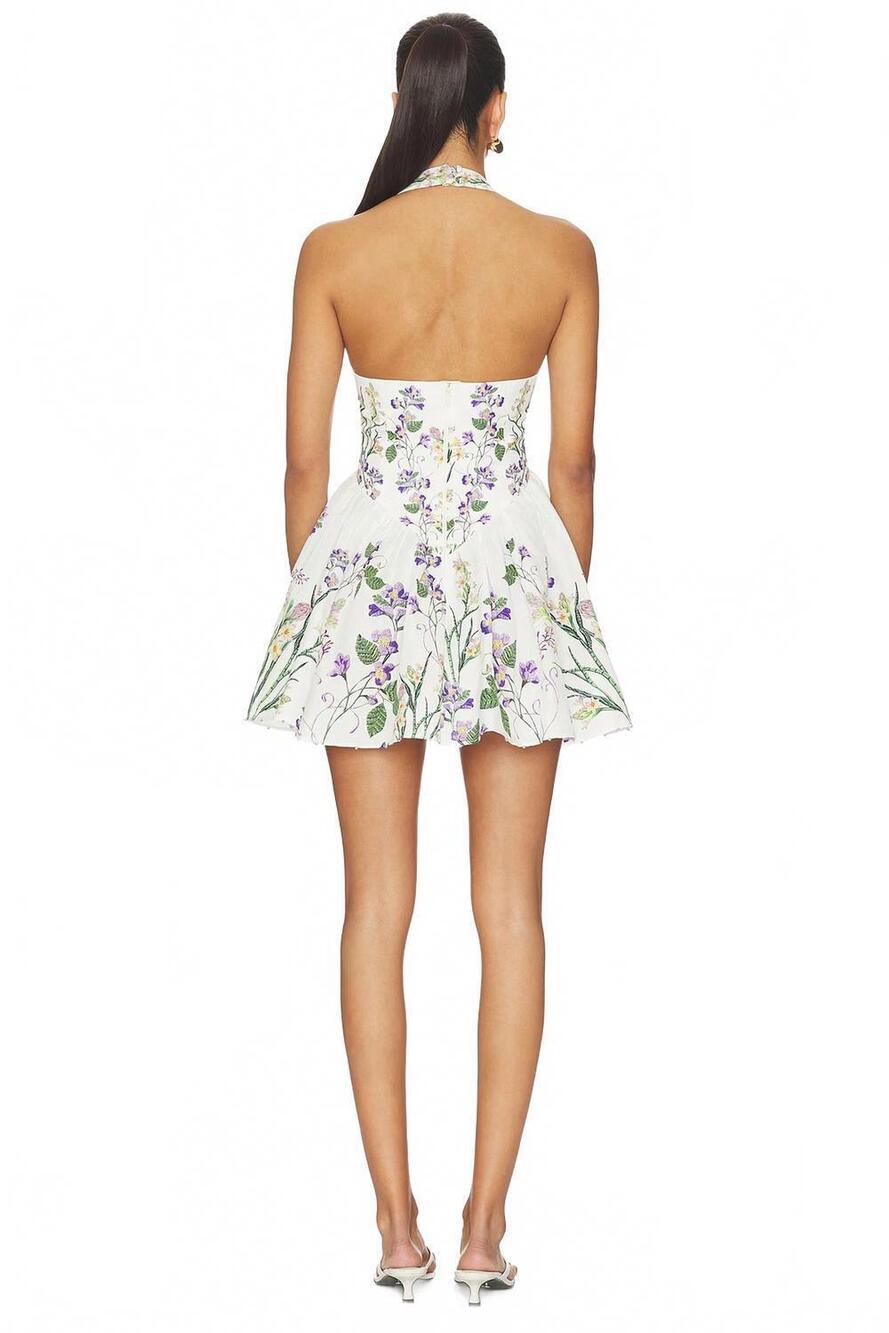 NEW HEMANT & NANDITA corseted short dress in ivory multi - Picture 3 of 4